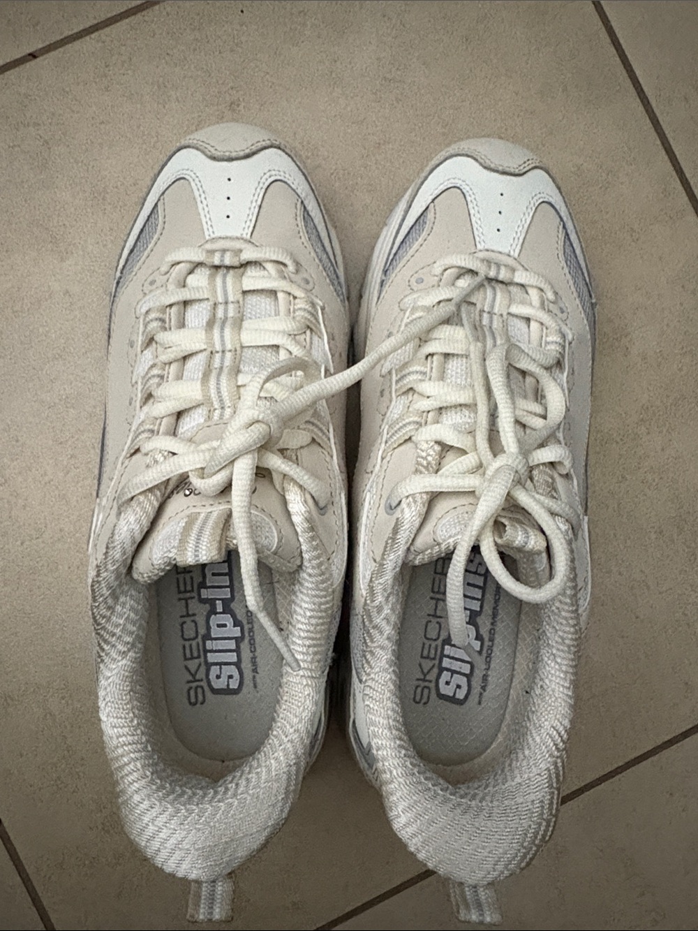 Skechers White and Cream Slip-On D’lites